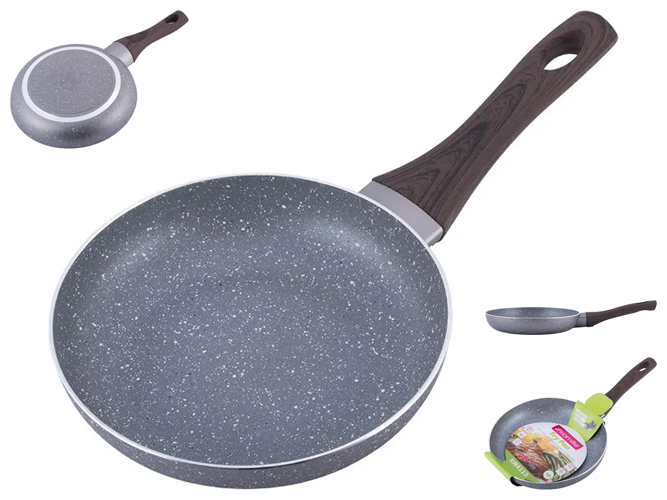 Сковорода Kamille с антипригарным покрытием Grey marble из алюминия, 24см