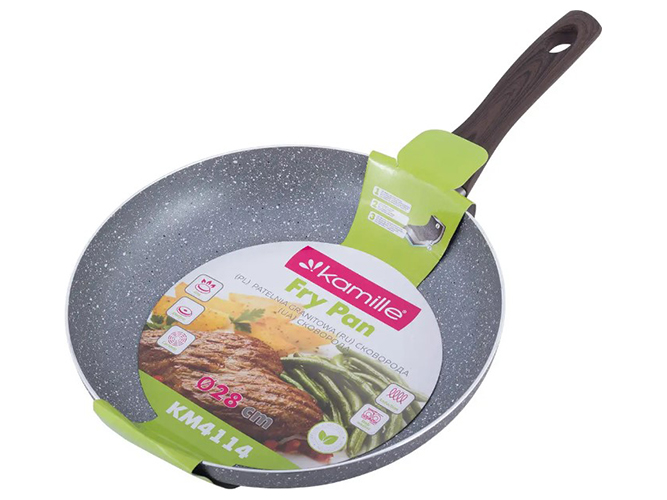 Сковорода Kamille з антипригарним покриттям Grey marble з алюмінію, 28см