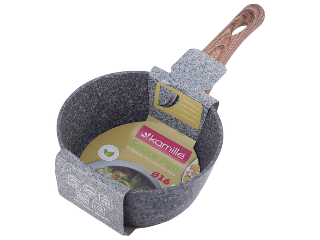 Ківш алюмінієвий Kamille з антипригарним покриттям Grey marble D16см 1,2л