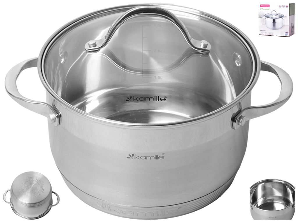 Кастрюля с крышкой Kamille нержавеющая сталь, 7-слойное дно D20см 3,9л