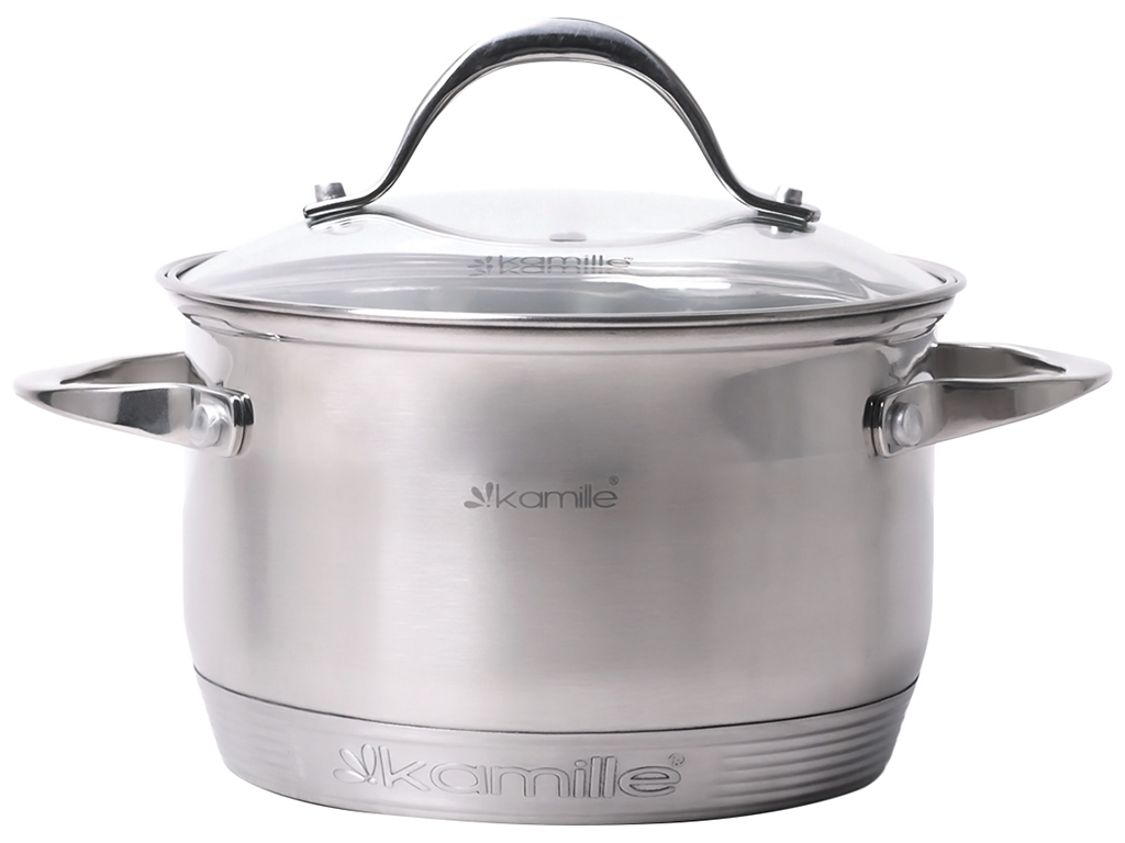 Кастрюля из нерж. стали с крышкой и стальными ручками Kamille, 7-слойное дно, 22x13,5см, 4,7л