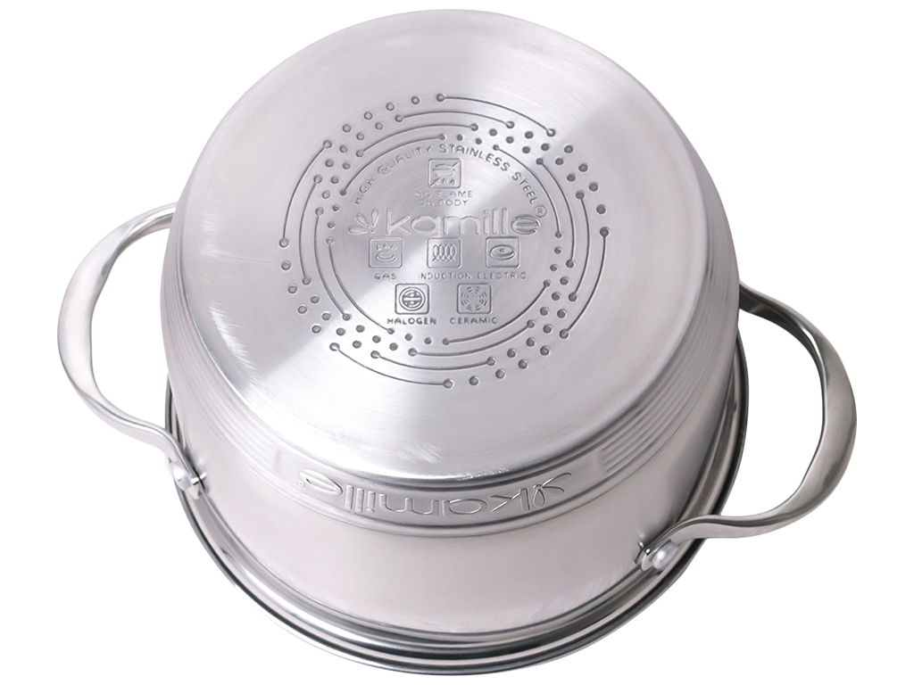 Кастрюля из нерж. стали с крышкой и стальными ручками Kamille, 7-слойное дно, 22x13,5см, 4,7л