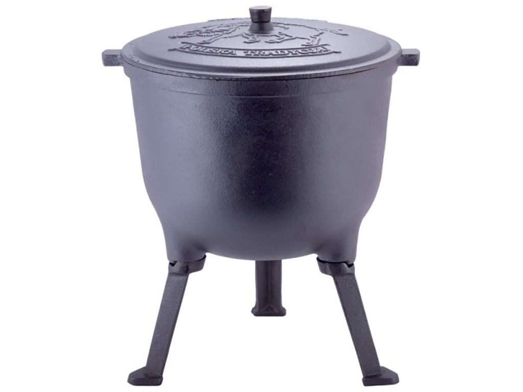 Котелок чугунный с крышкой Kamille на ножках, с креплениями 15л