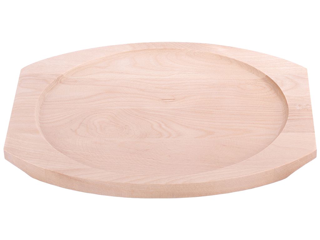 Сковорода чугунная Kamille с деревянной подставкой D25см