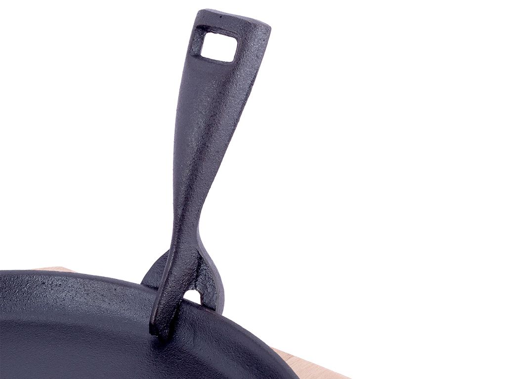 Сковорода чугунная Kamille с деревянной подставкой D25см