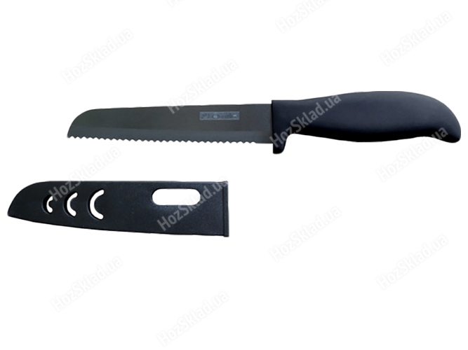 Нож керамический для хлеба Kamille с ручкой ABS soft-touch и чехлом (лезвие 15см, рукоятка 13см)