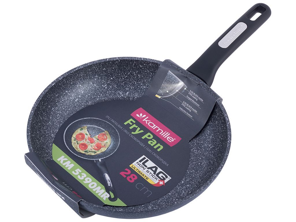 Сковорода Kamille с покрытием черный мрамор из алюминия D28см
