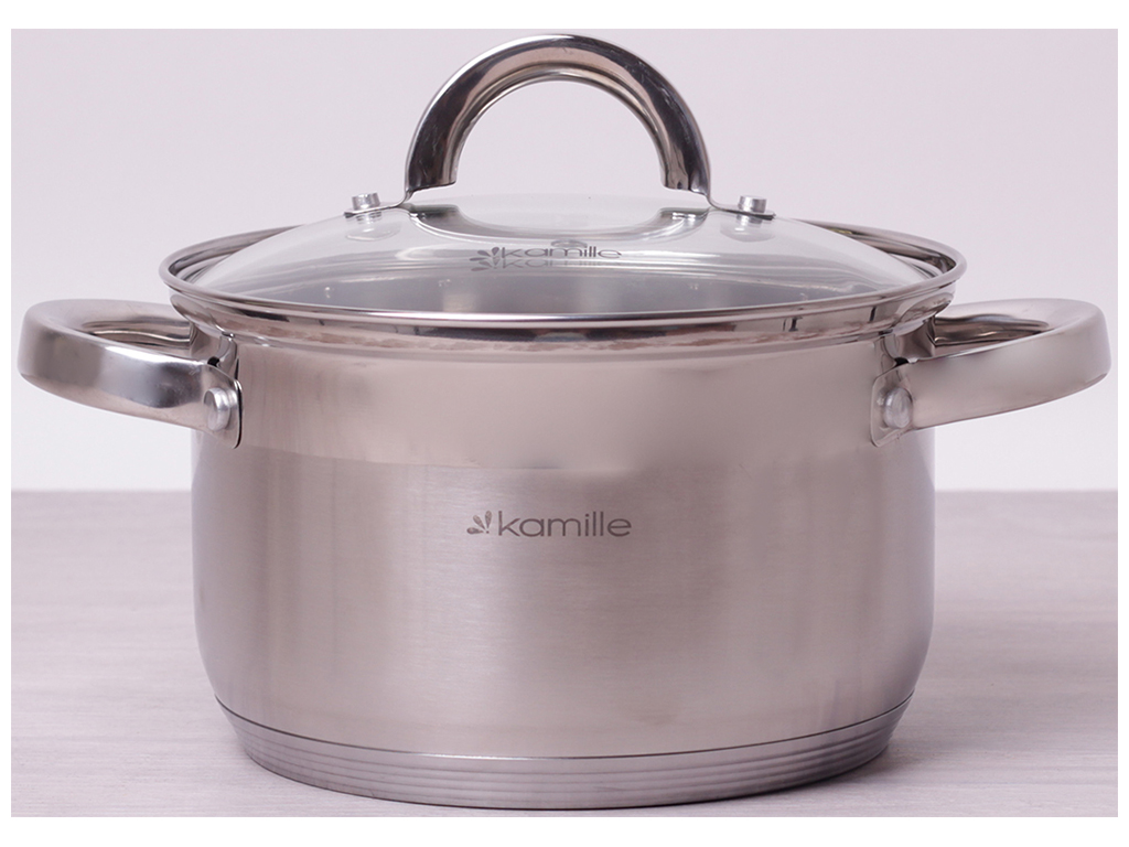 Каструля з кришкою і порожніми ручками Kamille нержавіюча сталь 2,9 л