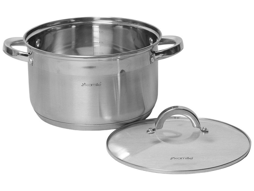 Каструля з кришкою і порожніми ручками Kamille нержавіюча сталь 5,1 л
