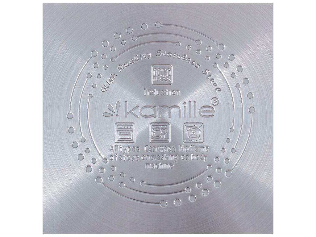 Каструля Kamille з нержавіючої сталі зі скляною кришкою 16х9см 1,5л