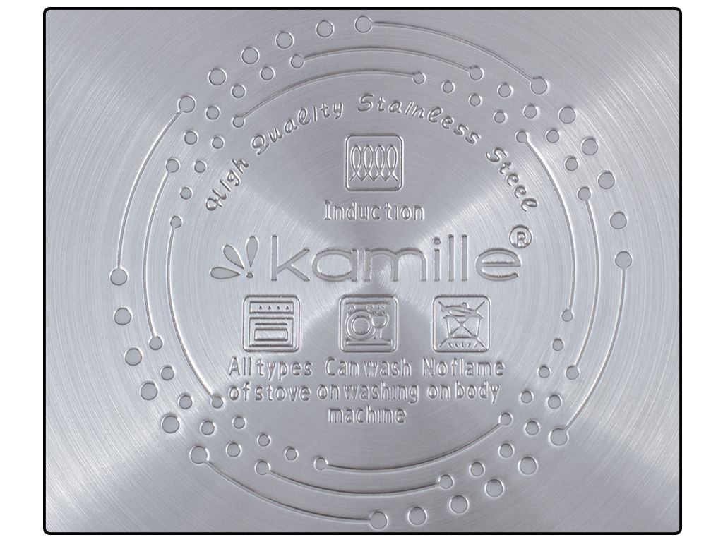Каструля Kamille з нержавіючої сталі зі скляною кришкою 18х10см 2,4л