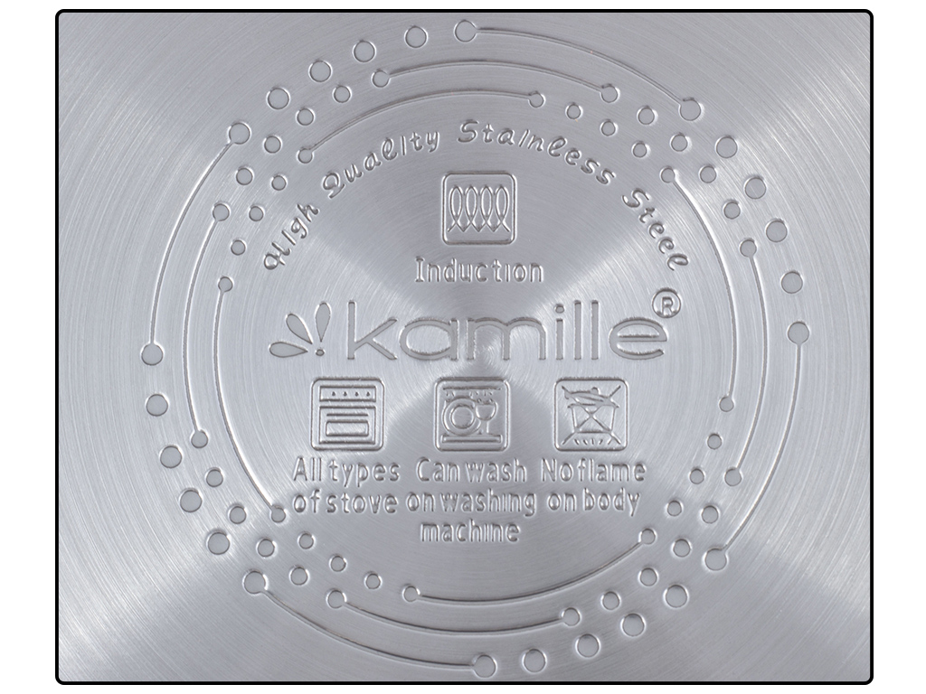 Каструля Kamille з нержавіючої сталі з кришкою 24х13см, 5,7л