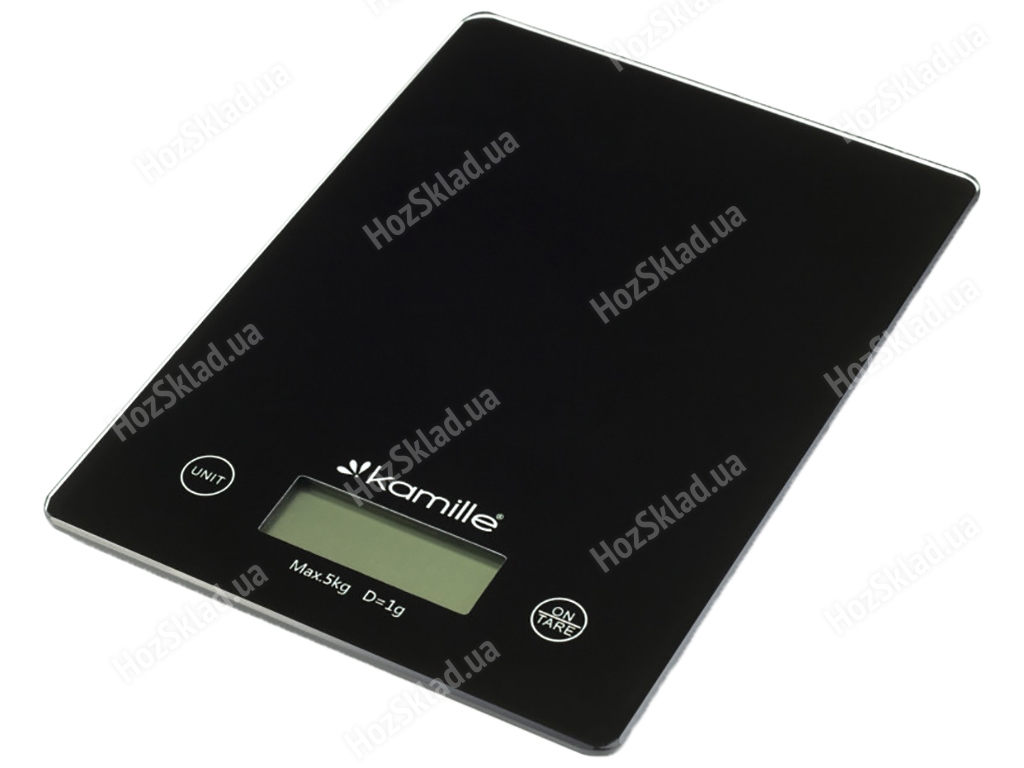 Весы кухонные электронные Kamille стеклянные до 5кг LCD-дисплей 2хААА 20х14,5см