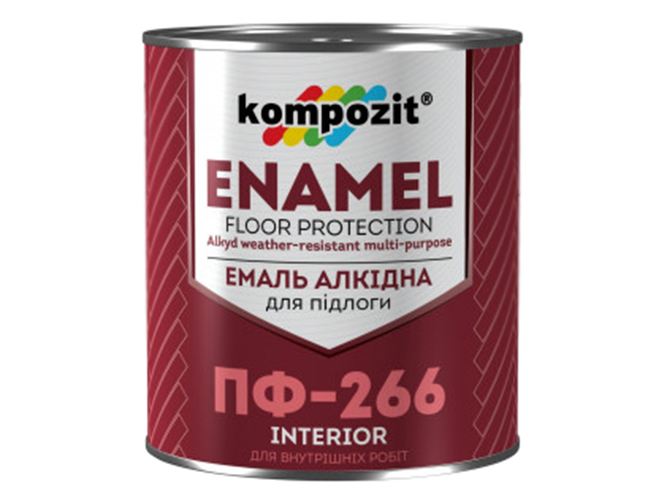 Емаль для підлоги ПФ-266 Kompozit 0,9кг Жовто-коричнева