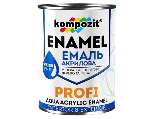 Емаль акрилова PROFI Біла /шелк.-матова/0,8л