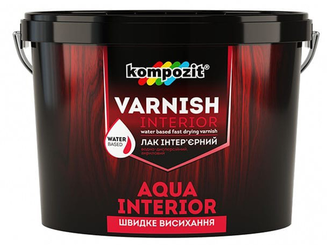 Лак інтер'єрний Kompozit Aqua Interior 10л глянцевий (Композит Аква Интериор)