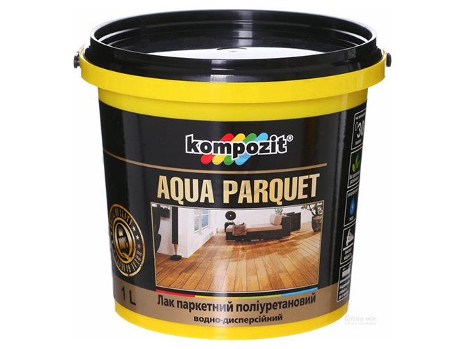 Лак паркетный Kompozit Aqua Parquet глянцевый 1л (Композит Аква Паркет)