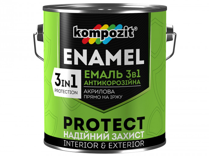 Емаль антикорозійна 3в1 PROTECT, Чорна (RAL 9004) 2,7 кг
