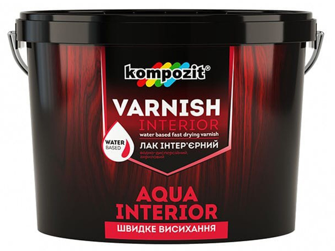 Лак інтер'єрний Kompozit Aqua Interior 0,75л напівматовий (Композит Аква Интериор)