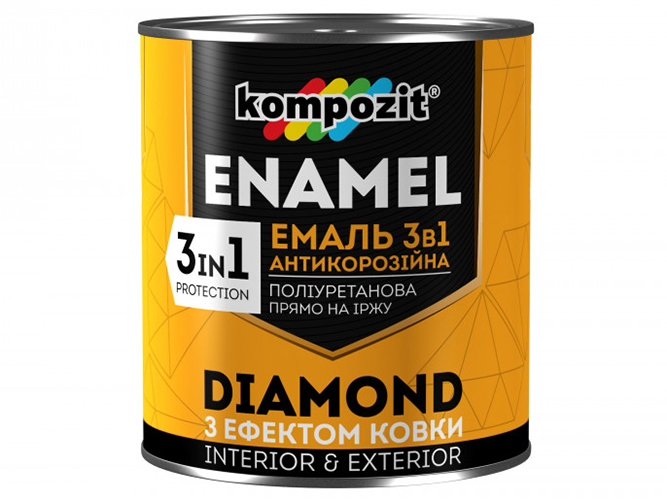 Емаль антикорозійна 3в1 Diamond Kompozit 0,65кг (Композит Діамант) Чорний