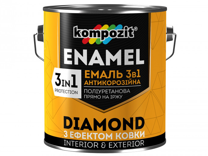 Емаль антикорозійна 3в1 Diamond Kompozit 2,5кг (Композит Діамант) Чорний