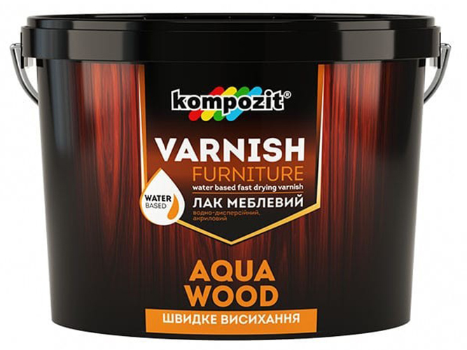 Лак мебельный,глянцевый Kompozit Aqua Wood 2,5л (Композит Аква Вуд)