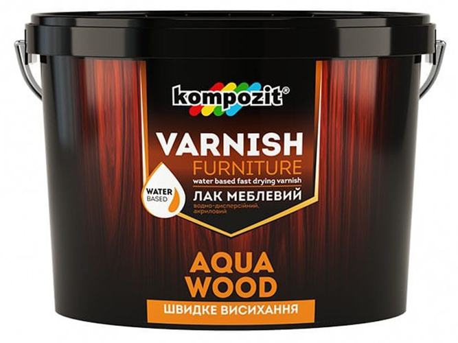 Лак меблевий, матовий Kompozit Aqua Wood 0,75л (Композит Аква Вуд)