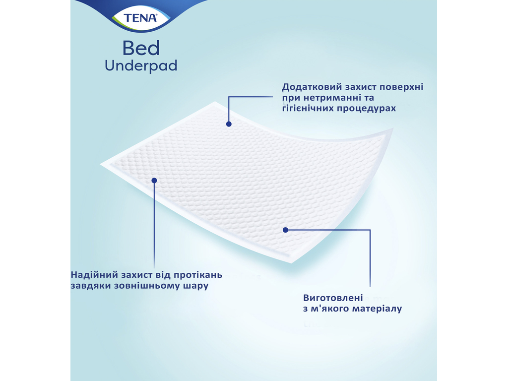 Пелёнки одноразовые Tena Bed Plus, многослойные, защита от протеканий, целлюлоза, 60×60см, 30шт
