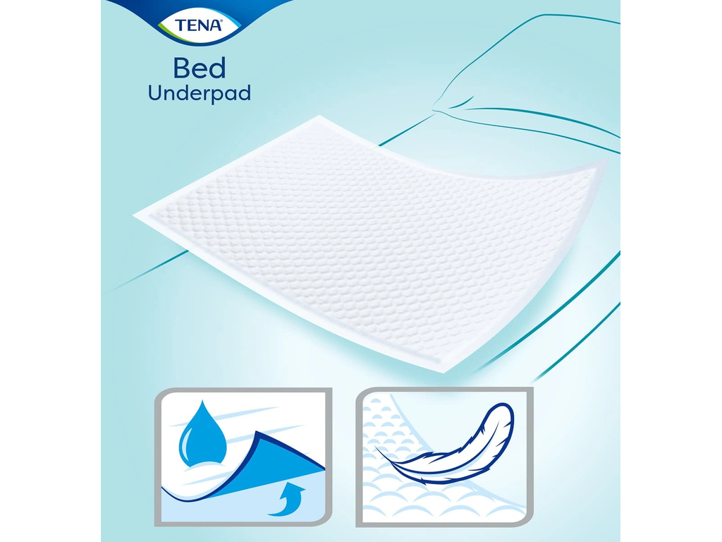 Пелёнки гигиенические Tena Bed Plus, одноразовые, нетканый материал, целлюлоза, 90×60см, 30шт