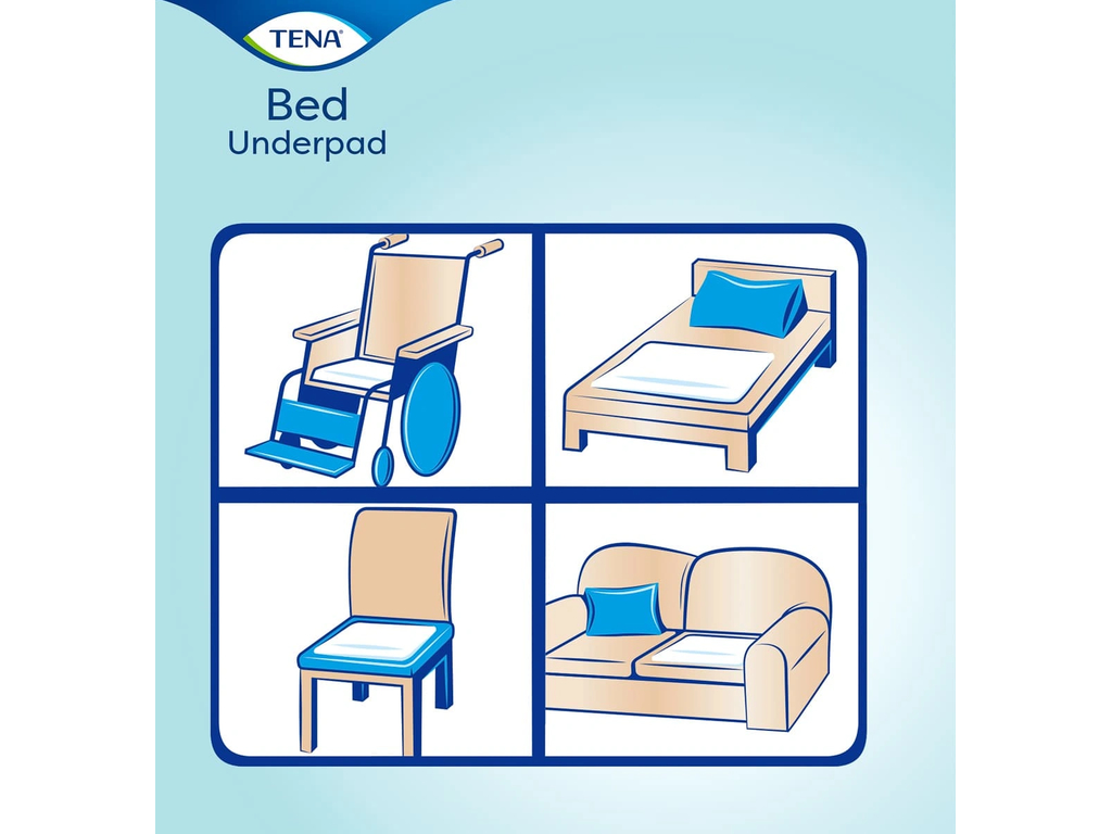 Пелёнки гигиенические Tena Bed Plus, одноразовые, нетканый материал, целлюлоза, 90×60см, 30шт