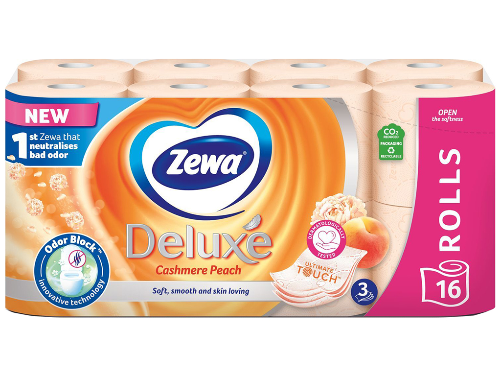 Туалетний папір Zewa Deluxе Персик, 3х шаровий (ціна за упаковку 16шт)