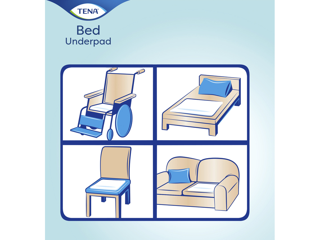 Пелёнки одноразовые Tena Bed Plus, многослойные, защита от протеканий, целлюлоза, 60×60см, 5шт