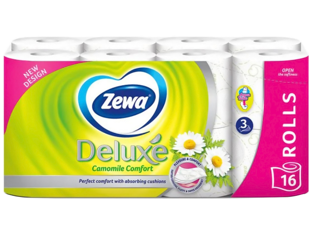 Туалетная бумага Zewa Deluxе Ромашка, 3х слойная (цена за упаковку 16шт)