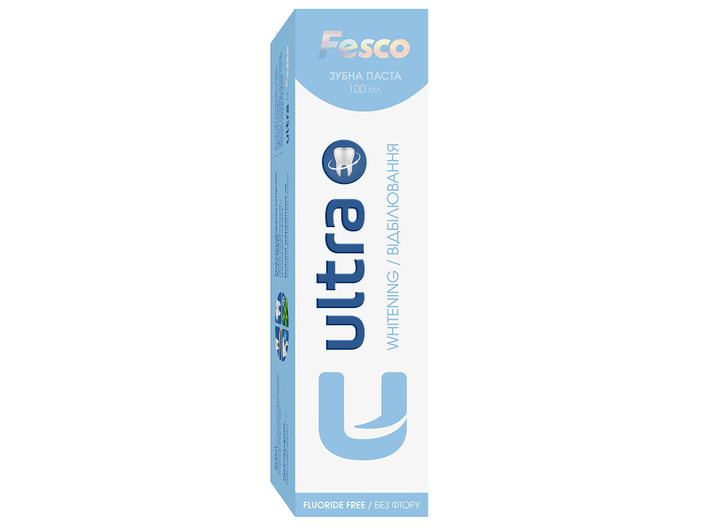 Зубная паста Fesco Ultra Whitening отбеливающая без фтора 100 мл.