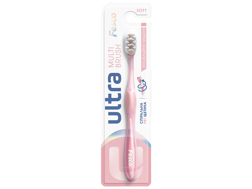 Зубная щетка Fesco Ultra Multibrush Soft розовая.