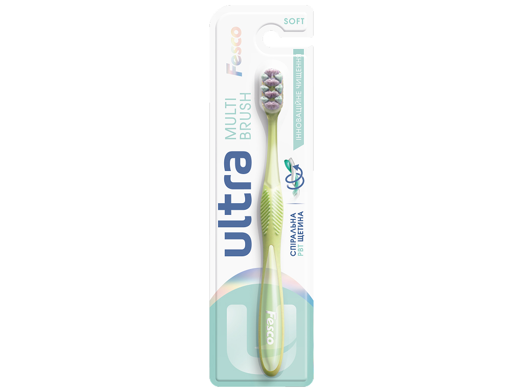 Зубная щетка Fesco Ultra Multibrush Soft салатовая.