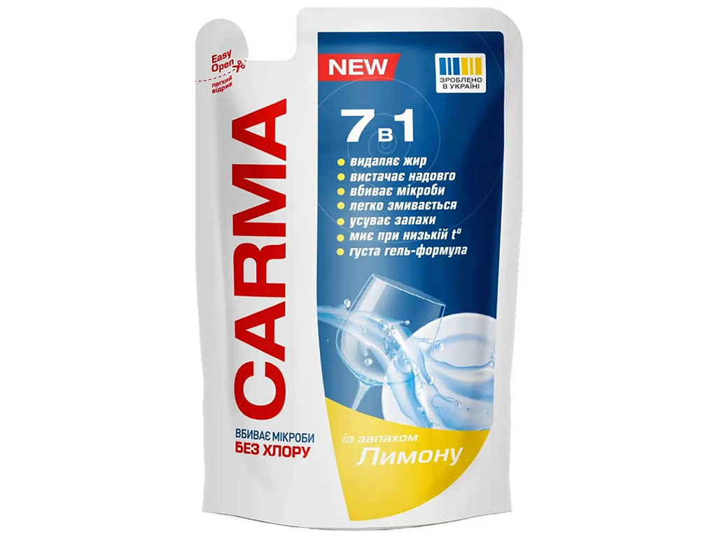Засіб для миття посуду Carma Лимон, 400мл, дой-пак
