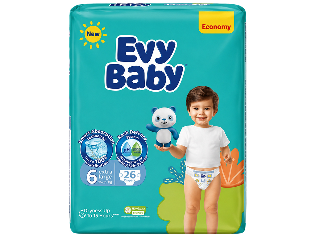 Подгузники детские Evy Baby Extra Large, размер 6, 16–25 кг (26 шт)