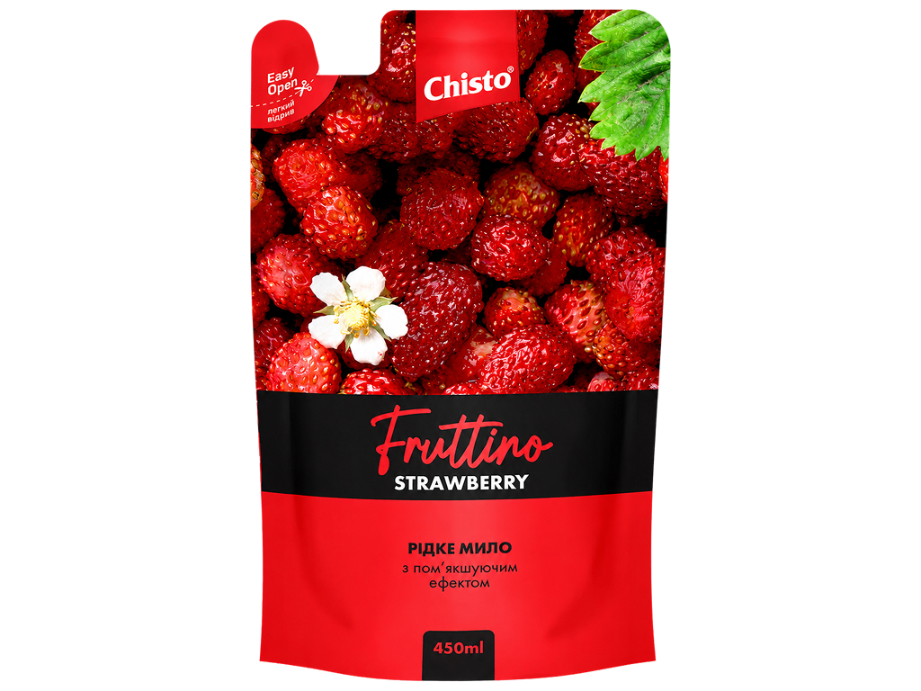 Мыло жидкое Chisto Fruttino Strawberry, сменный блок, 450мл Мыло жидкое Chisto Fruttino Strawberry, сменный блок, 450мл