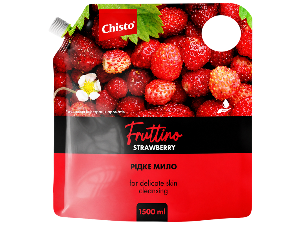 Рідке мило Chisto Fruttino Strawberry, з гліцерином, аромат полуниці, 1,5 л