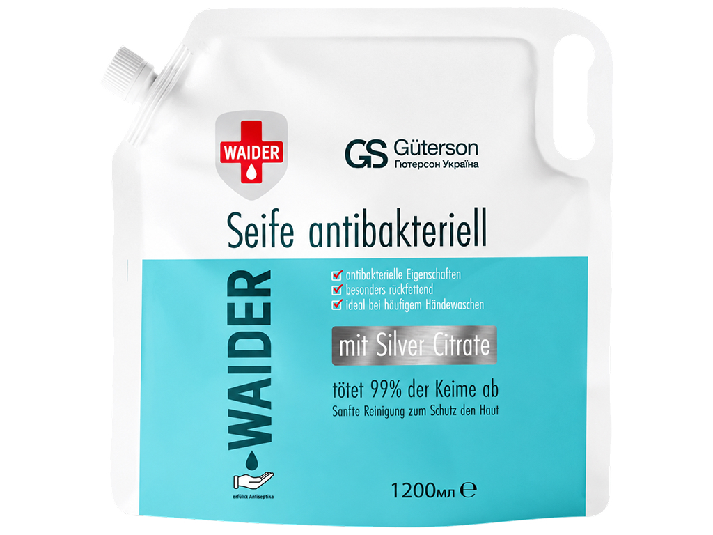 Мыло жидкое Waider антибактериальное Silver Citrate, пакет, 1,2л Мыло жидкое Waider антибактериальное Silver Citrate, пакет, 1,2л
