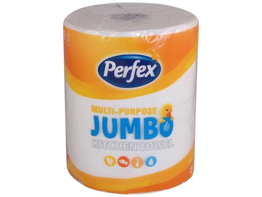 Полотенца бумажные Perfex Jumbo, 2 слоя, 1 рулон, 144 отрыва, цвет белый