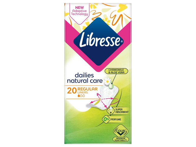 Прокладки щоденні Libresse Natural Care normal з алое вера та ромашкою, 20 шт