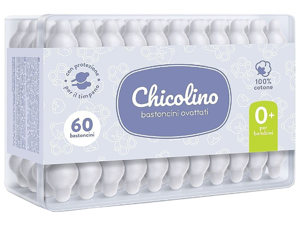 Ватные палочки Chicolino с ограничителем, 60шт