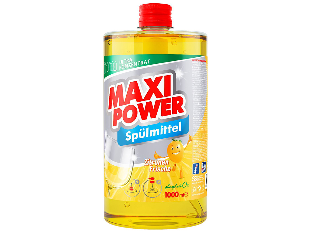 Средство для мытья посуды Maxi Power Лимон, 1л, запаска
