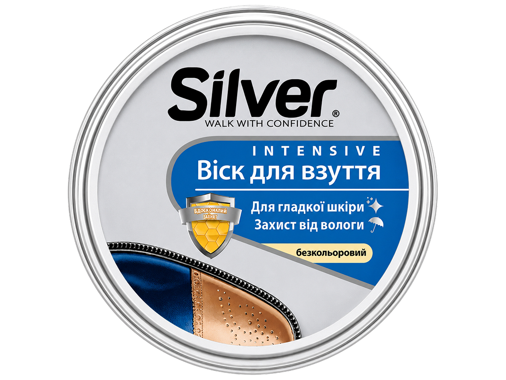 Воск для ухода за обувью Silver Intensive, гладкая кожа, бесцветный, 50 мл