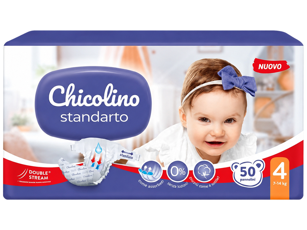 Подгузники Chicolino Standarto Jumbo, усиленные бортики, размер 4, 7–14 кг, 50 шт