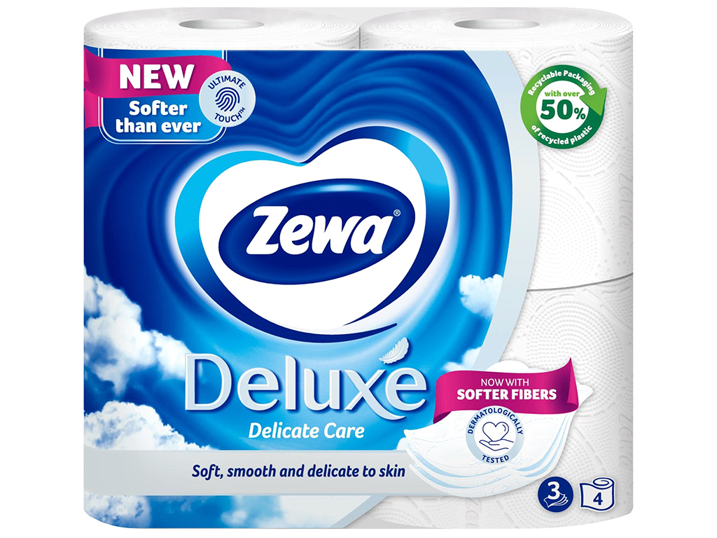 Туалетний папір Zewa Deluxе, 3х шаровий, білий (ціна за упаковку 4шт)