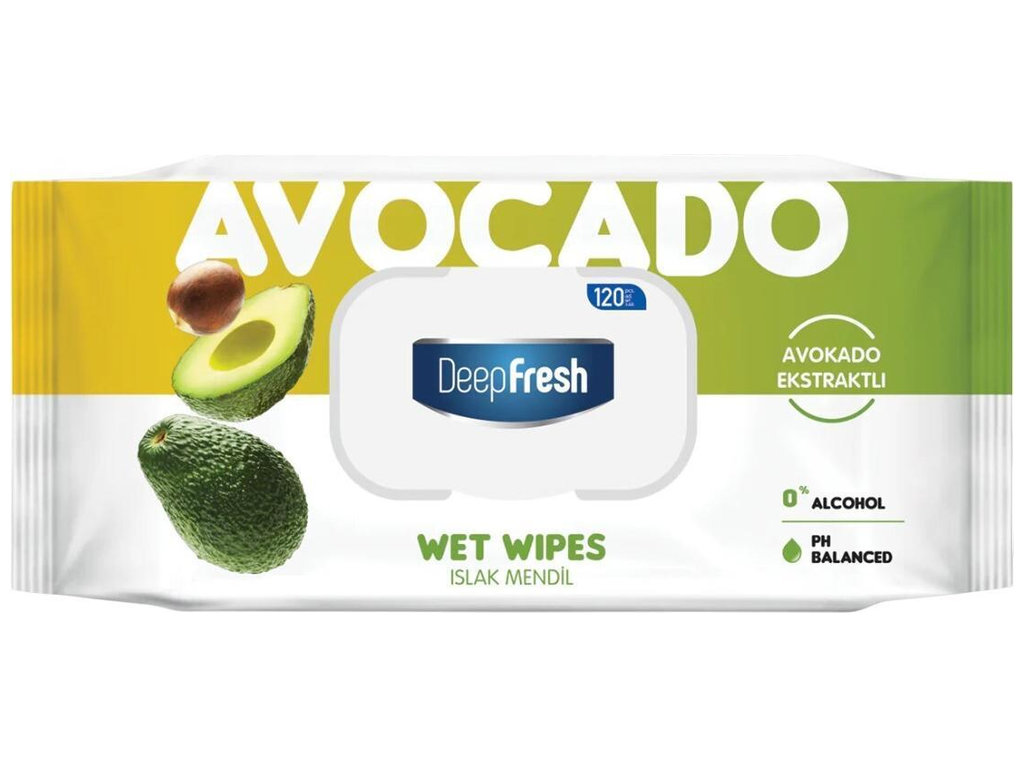 Салфетки влажные DeepFresh Green Nature Avocado, с экстрактом авокадо, нетканое полотно, 120шт