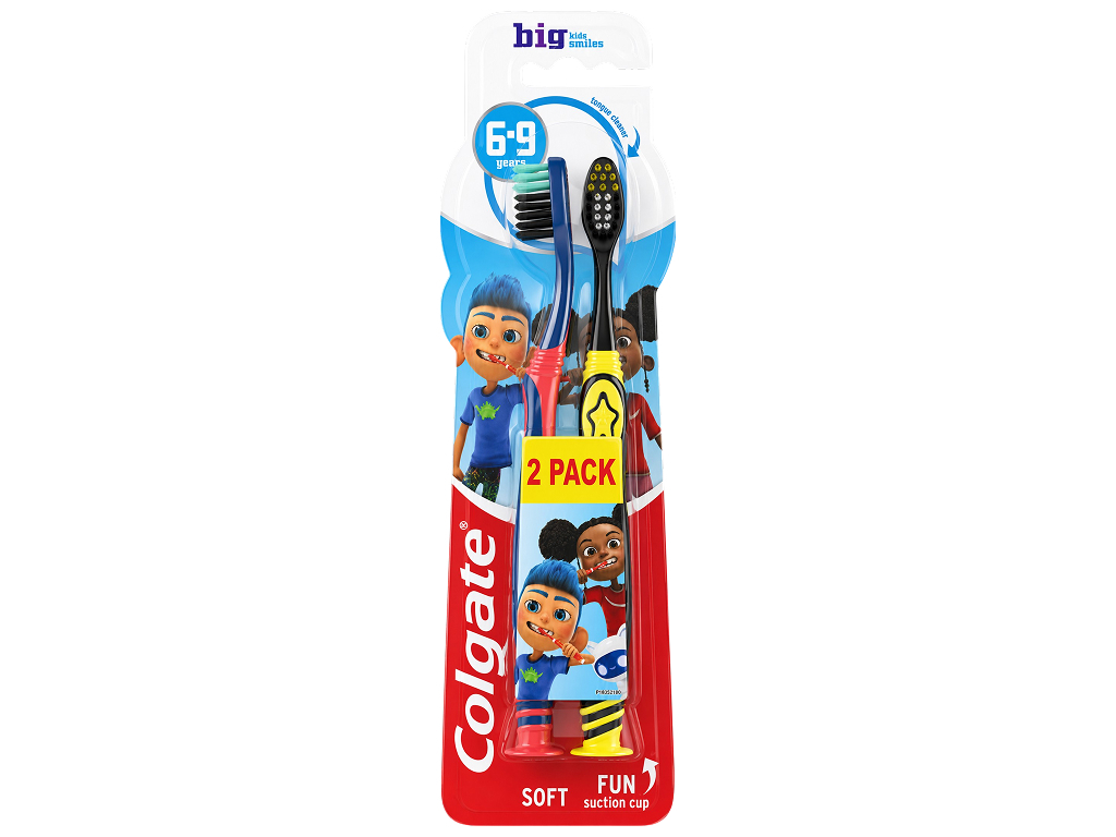 Дитячі зубні щітки Colgate Kids’ Smiles, м’які, з присосками, 6-9 років, ( уп. 2 шт)